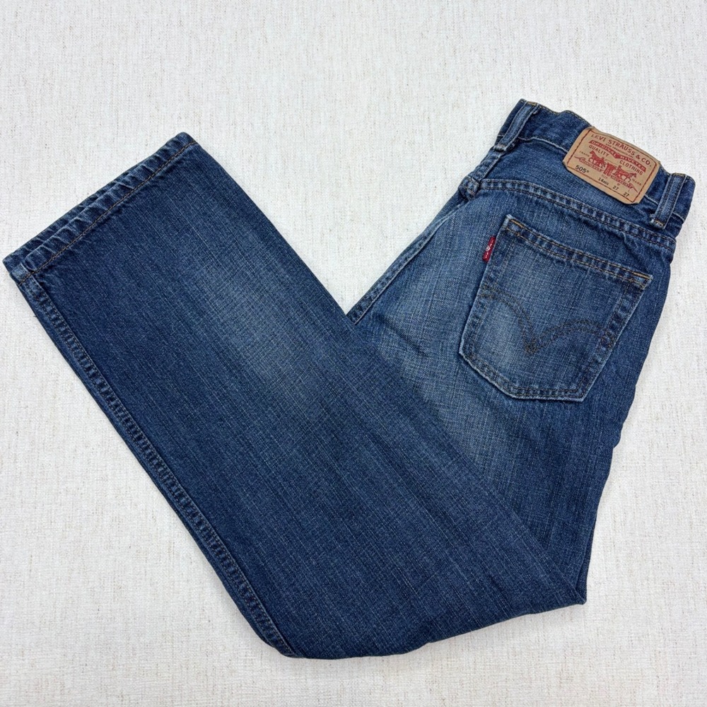 Levis 505 Regular Fit Straight Leg Jeans Boys 14 Regular Medium Wash 27x27